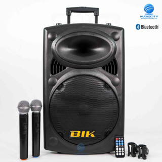 BIK USK-10VN ชุดเครื่องเสียงเคลื่อนที่ ตู้ลากจูง 10" ขนาด 250 วัตต์, ไมค์ลอย 2 ตัว, บลูทูธ USB MP3, WMA, FM Player