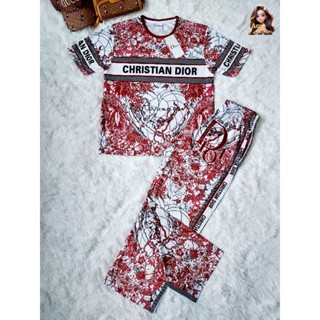 เชตเสื้อ+กางเกงขายาวทรงกระบอกผ้าไมโครลายการ์ตูนน่ารักมาก#สาวอวบ