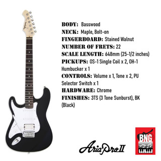 ARIA PRO II STG-004-L BK กีตาร์ไฟฟ้า แอเรีย Electric Guitars **ฟรีกระเป๋า ARIA GIGBAG**