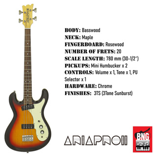 ARIA PRO II DMB-206 3TS กีตาร์เบสไฟฟ้า ยอดฮิต เสียงดี งานสวย Electric Bass  **พร้อมกระเป๋า GIGBAG**