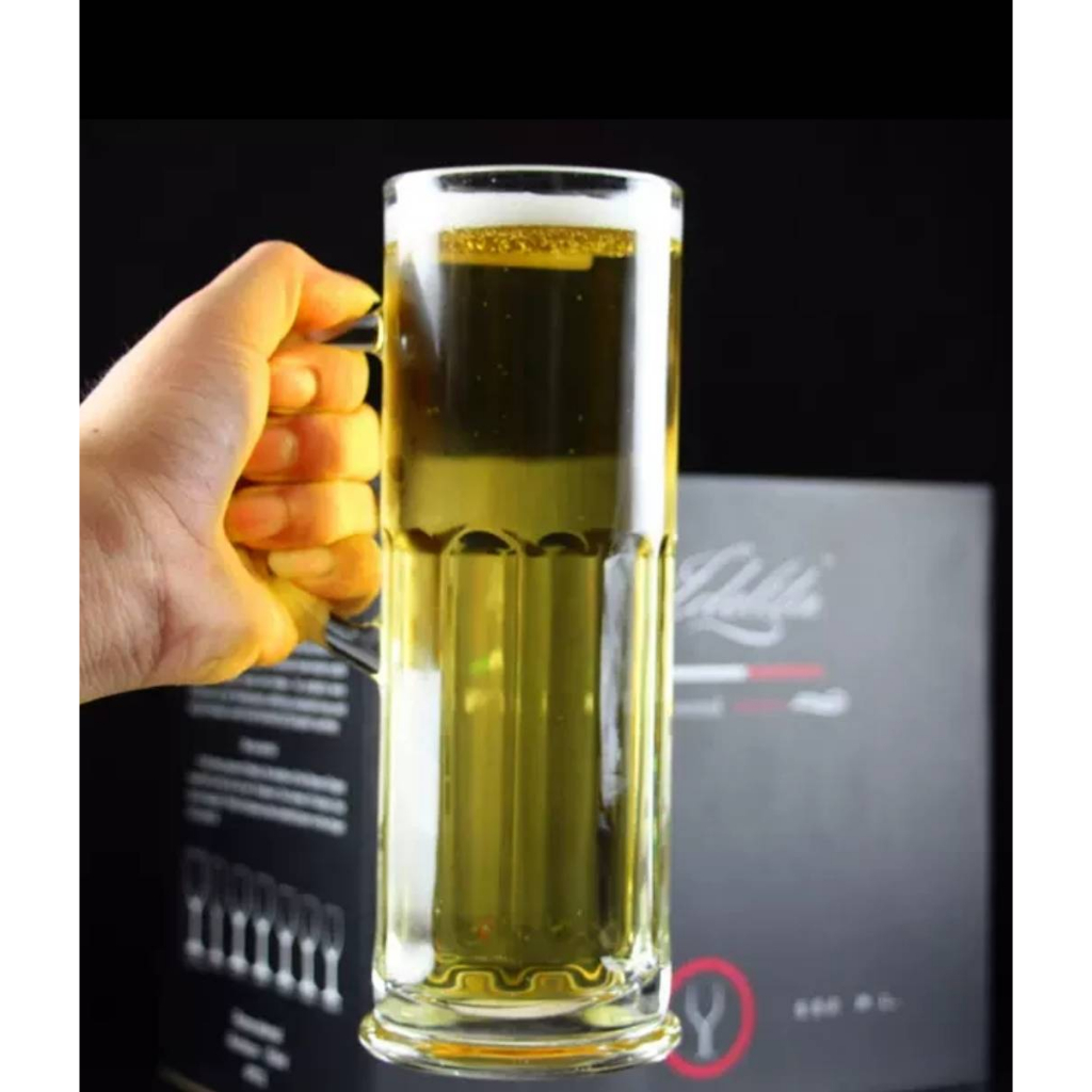 แก้วเบียร์-แก้วเบียร์มีหูใสทรงสูง-ขนาด620ml-มีพร้อมส่ง