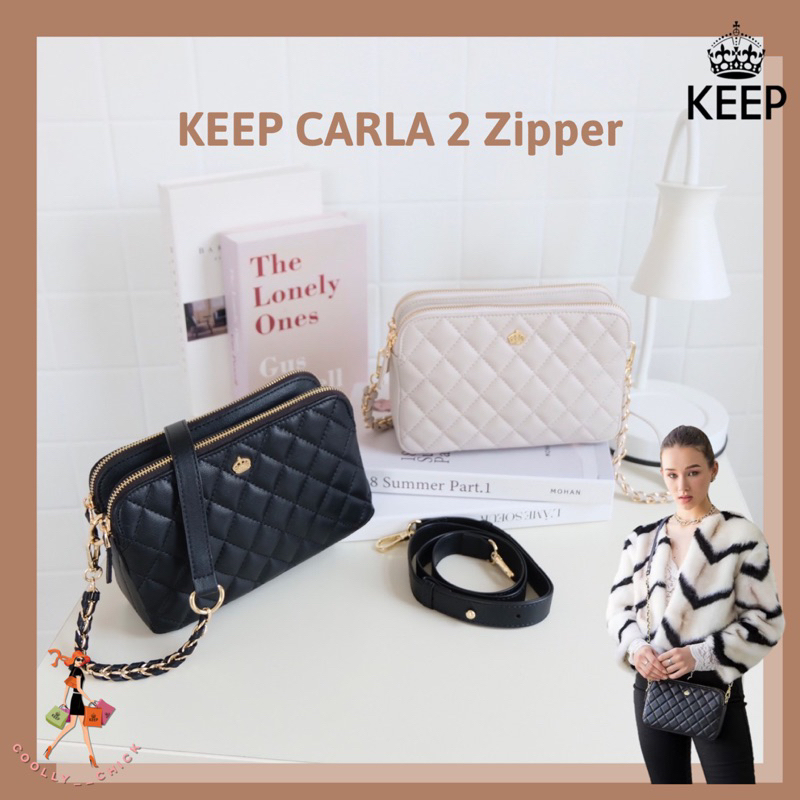 best-seller-กระเป๋าสะพายข้าง-keep-carla-2zipper-มีสายสปอร์ตให้อีก1เส้นค่ะ