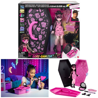 Monster High Draculaura Doll and Beauty Accessories, Goreganizer with Stamp Pen, Stickers and More