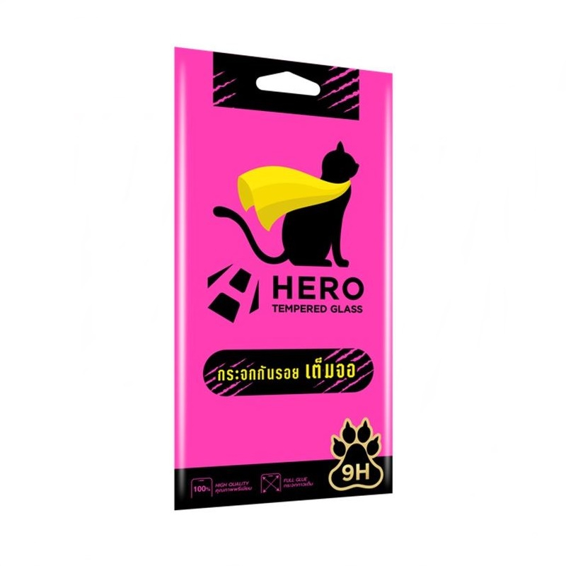 hero-cat-ฟิล์มกระจกเต็มจอ-oppo-a53-a33-ขอบดำ-ใส่ด้วยกันได้ค่ะ