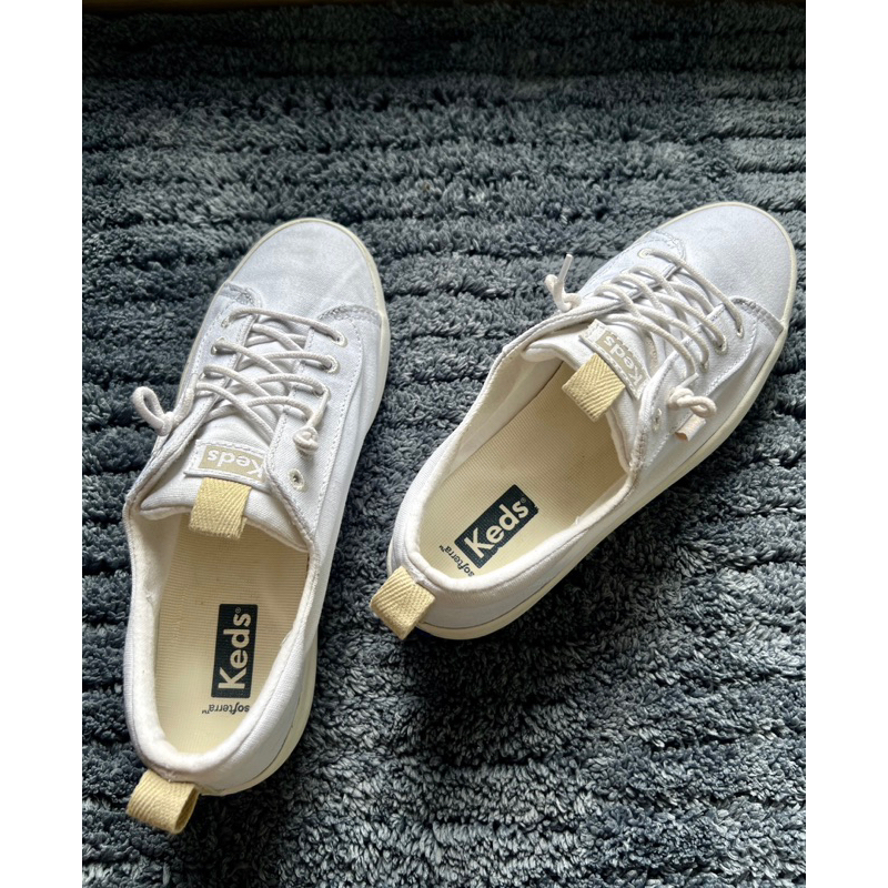 Ked’s canvas white shoes รองเท้าผ้าใบสีขาว พื้นหนา Shopee Thailand
