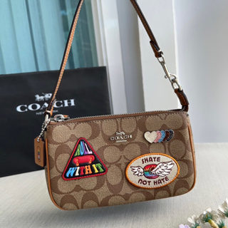 💚แท้💯พร้อมส่ง💚 CK383 COACH NOLITA 19 N SIGNATURE CANVAS  WITH PATCHES