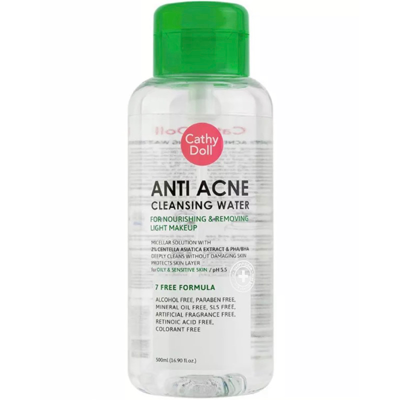 หัวปั๊ม-cathy-doll-anti-acne-cleansing-water-500มล-ลบเมคอัพ-คุมมัน-กันสิว