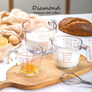 ❤ Diamond Coffee แก้วชงกาแฟ ถ้วยตวงแก้ว  ทนทาน สามารถเข้าไมโครเวฟ 350ML ทำจากแก้วอย่างหนา ทนความร้อนสูง UK5D