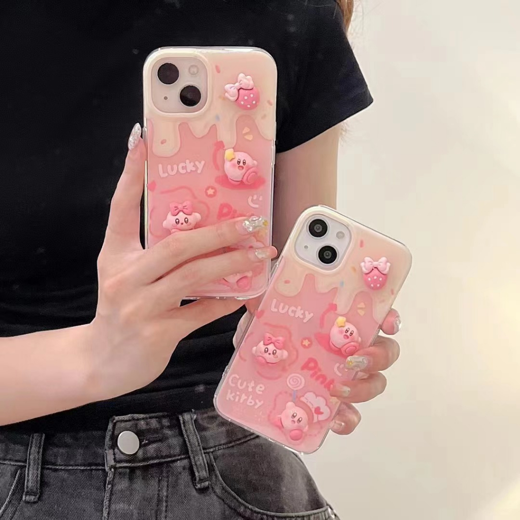 คูปองเคลม-เคสไอโ-case-for-iphone-11-12-การ์ตูน-3-มิติ-ลัคกี้สตาร์เคอร์บี้-เคส-14-13-12-11-pro-max-เคสมือถือกันกระแทก