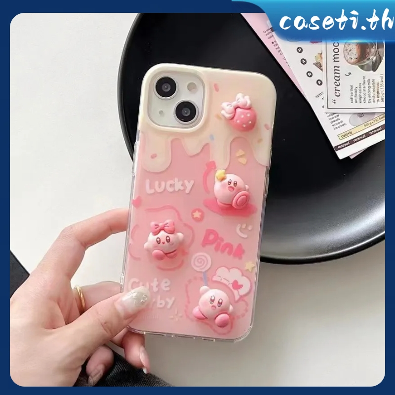 คูปองเคลม-เคสไอโ-case-for-iphone-11-12-การ์ตูน-3-มิติ-ลัคกี้สตาร์เคอร์บี้-เคส-14-13-12-11-pro-max-เคสมือถือกันกระแทก