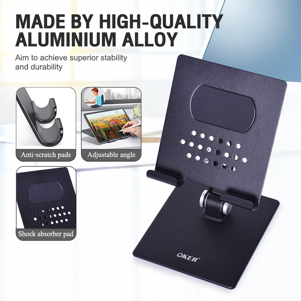 มาใหม่-ส่งเร็ว-oker-ip-145-ipad-stand-material-aluminum-alloy-อลูมิเนียม-แท่นวาง-มือถือ-แท็บเล็ต-ขาตั้ง-โทรศัพท์