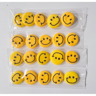 น้ำตาลตกแต่งเค้ก วงกลมหน้ายิ้ม สีเหลือง คละสี (20ชิ้น)