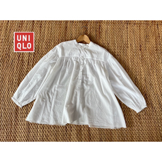 UNIQLO x cotton xL คอจีน ขาวสะอาด อก 42 ยาว 25 Code : 842(6)