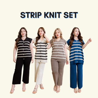 [กรอกโค้ด WQBKFQ ลด 125.-] Basicnotbasics - Strip knit set ชุดเซตไหมพรม ลายทาง