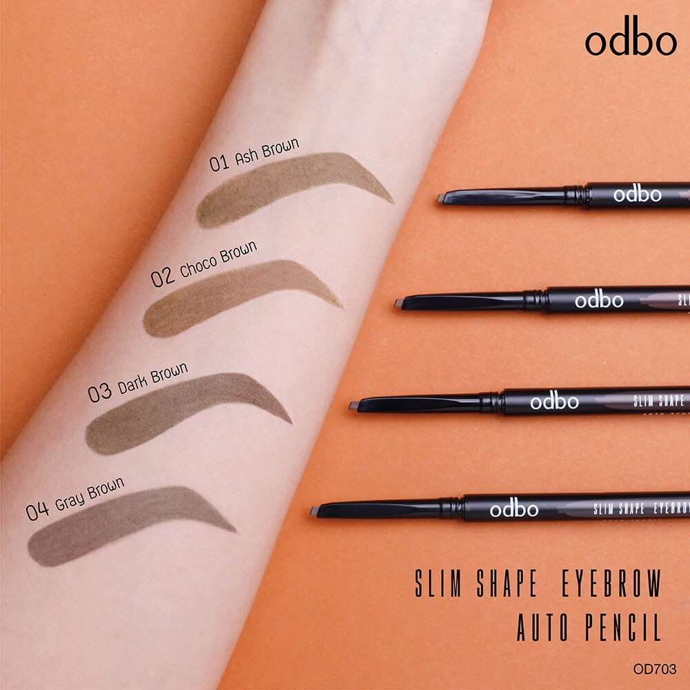 od703-odbo-slim-shape-eyebrow-auto-pencil-0-1g-ดินสอเขียนคิ้วแบบแท่งหมุนระบบออโต้ล็อค