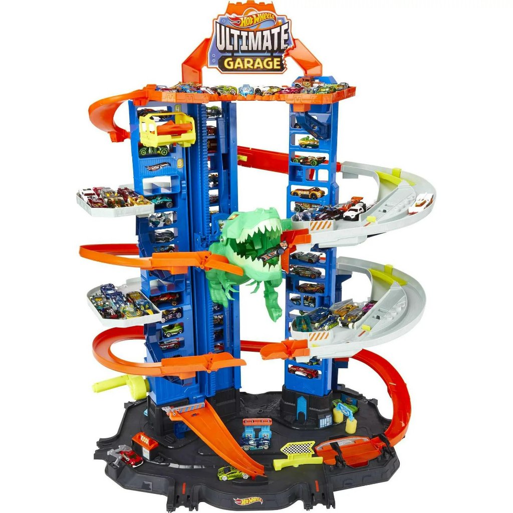 นำเข้า-ใหม่-hot-wheels-toy-car-track-set-city-ultimate-garage-moving-t-rex-dinosaur-ราคา-9-900-บาท