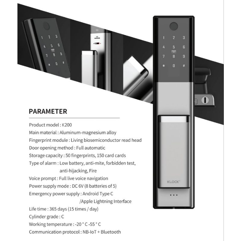 push-pull-smart-lock-ประตูดิจิตอล-digital-door-lock-กลอนประตูดิจิตอล-app-tuya-รุ่น-k200