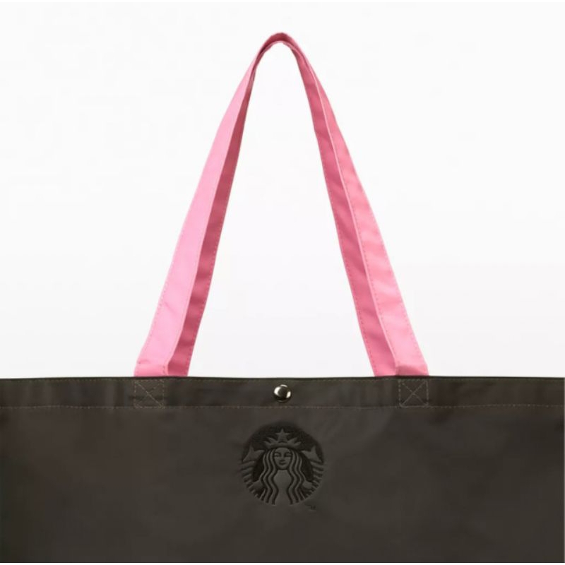 แท้-starbucks-blackpink-tote-bag-กระเป๋าสตาร์บัคส์ใบใหญ่-สีทูโทนดำชมพู-ใหม่ล่าสุด2023แถมถุงกระดาษstarbucks-blackpink