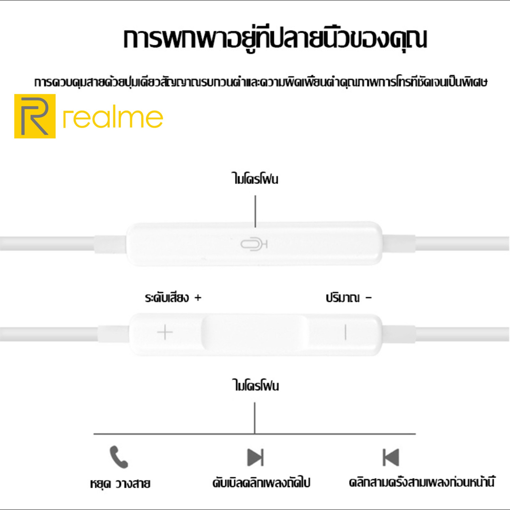 หูฟัง-สมอลทอล์ค-realme-aux-3-5mm-เรียลมี-รูปทรงสวมใส่สบาย-เสียงดี-เบสนุ่ม-เล่น-หยุดเพลง-เพิ่ม-ลดระดับเสียง-gt-neo2