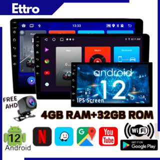 Ettro จอแอนดรอยด์ติดรถยนต์ [4G+32G] วิทยุติดรถยนต์ แอนดรอยด์ 12 เครื่องเล่นวิทยุ FM GPS Wifi บลูทูธ EQ USB 7 ,9 ,10นิ้ว