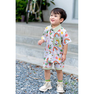 เสื้อเชิ๊ตเด็ก ชุดหล่อ ชุดไปเที่ยว // Shirt&amp;Shorts Alpaca - The Wonder Alpaca Collection by Baby TiAmo