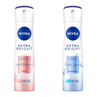 (2 กลิ่น) Nivea Extra Bright นีเวีย เอ็กซ์ตร้า ไบรท์ พรีเมียม ฟราแกรนซ์ สเปรย์ลดเหงื่อและระงับกลิ่นกาย 150 มล.