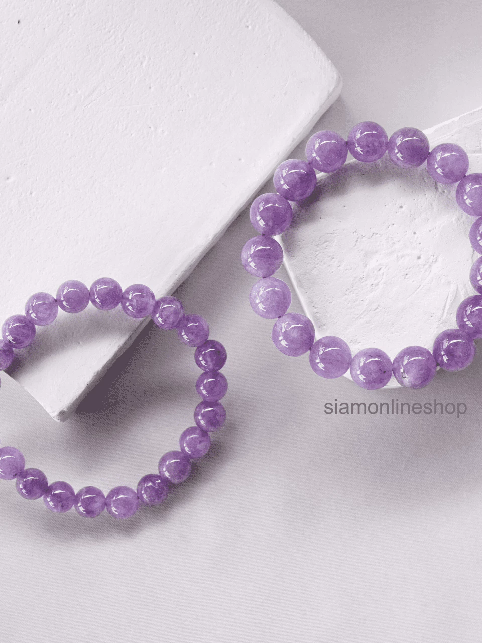 LAVENDER AMETHYST หิน ลาเวนเดอร์อเมทิสต์ (เลือกขนาดเม็ดหินได้) สร้อยข้อมือหินแท้ https://wayoza.com