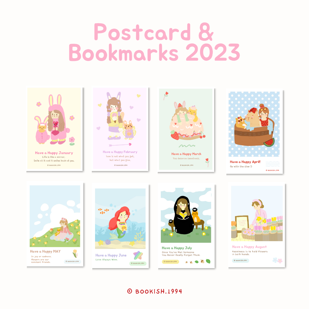 เซ็ตโปสการ์ด-amp-ที่คั่น-เดือนมกรา-เดือนสิงหา-postcards-amp-bookmarks