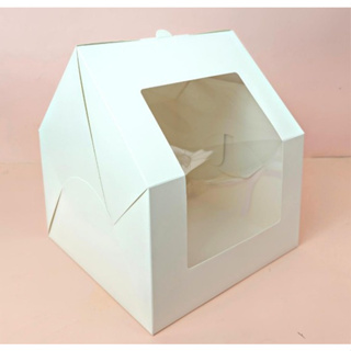 Boxjourney กล่องเค้ก 2 ปอนด์ ทรงบ้าน สีขาว 24.5x24.5x28 ซม.(10 ชิ้น/แพ็ค)