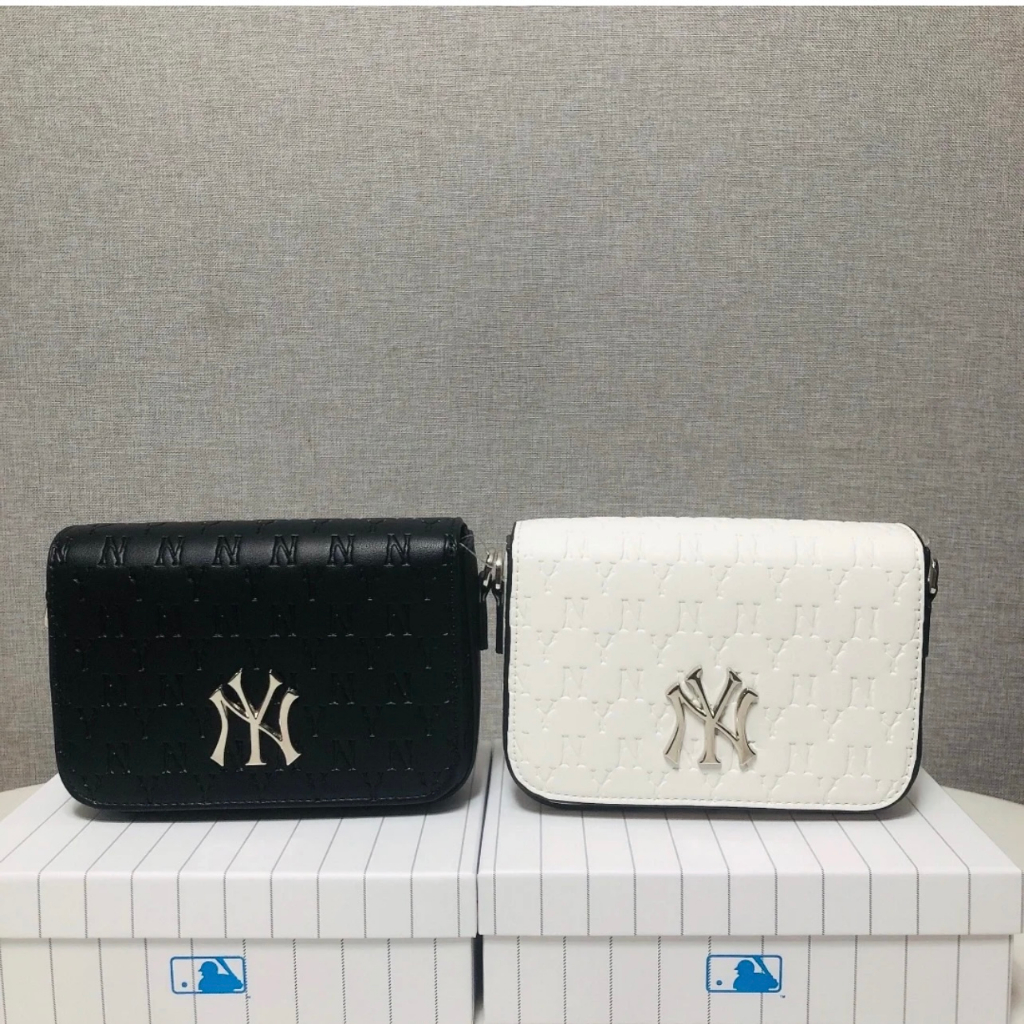 mlb-ny-unisex-curved-capny-new-york-yankeeกระเป๋าหนังทรงสี่เหลี่ยมสพายข้างสไตล์เกาหลีขนาดสายปรับได้