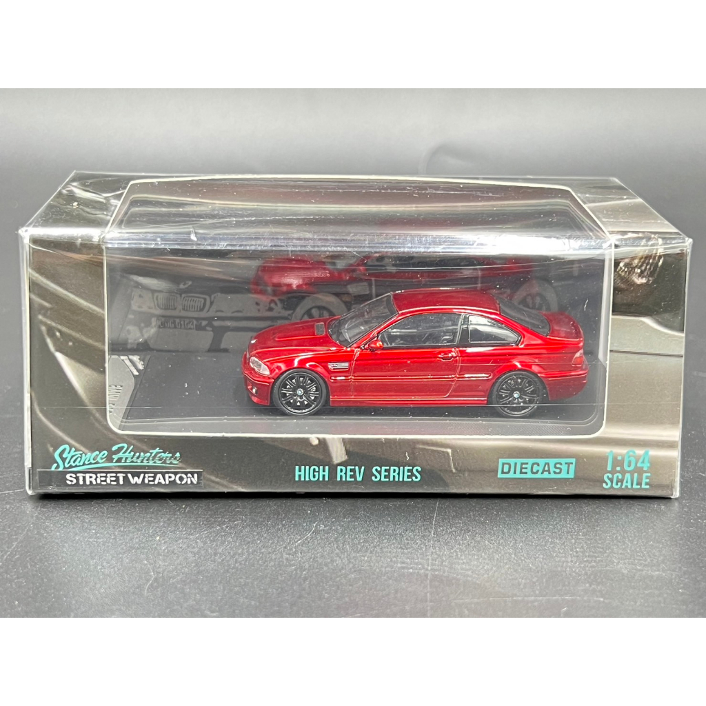 stance-hunters-x-street-weapon-1-64-limited-499-pcs-bmw-e46-m3-transparent-red-black-wheels