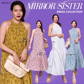 🔖ป้าย Mirrorsister​ 30704.5 เดรสผ้าjacquardทอลายดอกไม้นูนสวย ชายล่างระบายบาน ใส่ได้บ่อยหลากหลายโอกาส