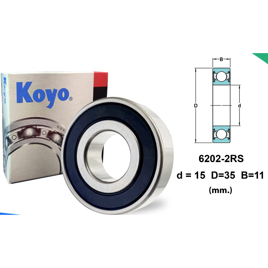 koyo-6202-2rs-785-แบริ่งขนาด-15x35x11-ball-bearing-made-in-japan-ของแท้
