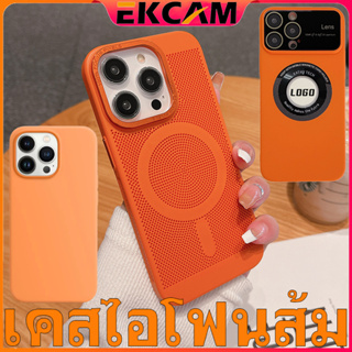 🇹🇭Ekcam เคสไอโฟน ส้ม ส่งในไทย for iPhone 11 12 13 14 PLUS Pro Promax เคสไอโฟนสีพื้น เคส พร้อมส่งจากไทย เคสสีพื้น Orange