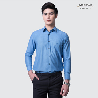 ARROW WRINKLE FREE SHIRT - สวมใส่สบาย ดูแลรักษาง่าย- เสื้อเชิ้ตแขนยาวสีฟ้าเข้ม ทรงCOMFORT FIT รหัส MACC780-NV