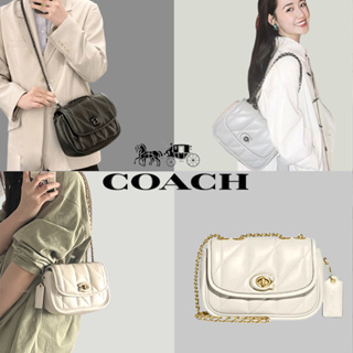 COACH/Coach Pillow 20/Street Seam Turnbuckle Chain Nappa Soft Leather/Messenger Bag/Shoulder Bag/Medium Ladies/Authentic