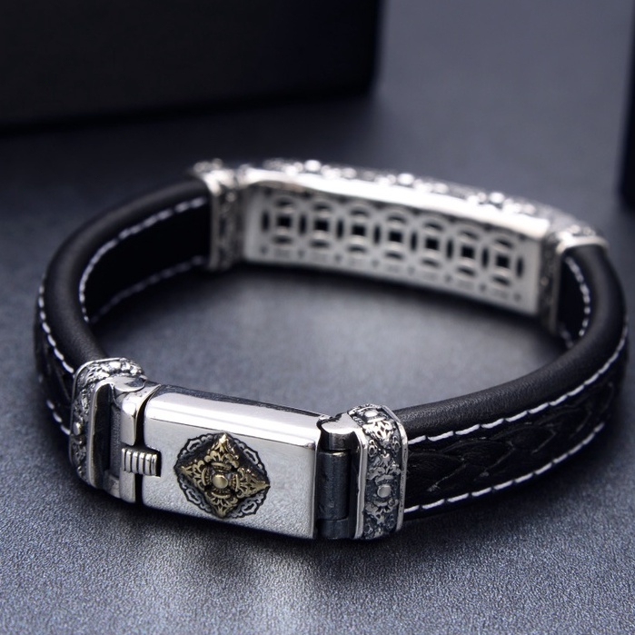เงินสเตอร์ลิง-925-seiko-สร้อยข้อมือแฮนด์เมดวินเทจ-cowhide-สร้อยข้อมือถักสร้อยข้อมือเหรียญ