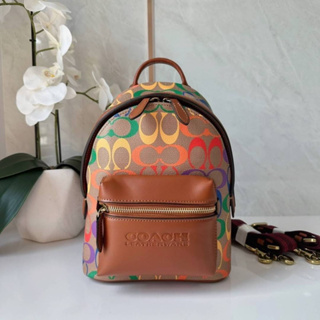 COACH CJ878 CHARTER BACKPACK 18 IN RAINBOW SIGNATURE CANVAS