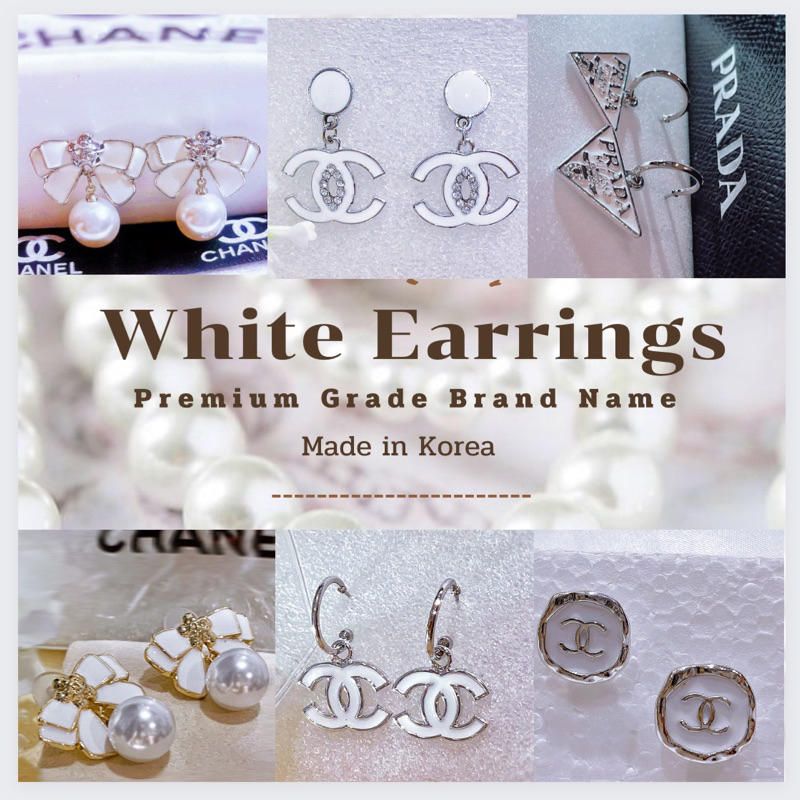 มาใหม่-สวยมากๆ-ต่างหูแบรนด์เนมเกรดพรีเมียม-earrings-white-set