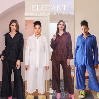 ELEGANT SET | Women’s pleat long sleeve shirt and long pajamas pants