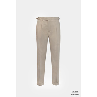 TW beige Stitch B/K gun buckle S/H pocket Pants - กางเกงสีเบจลายทาง
