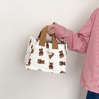 (พร้อมส่ง🌷) Bear canvas bag กระเป๋าถือ กระเป๋าผ้า กระเป๋าถือ