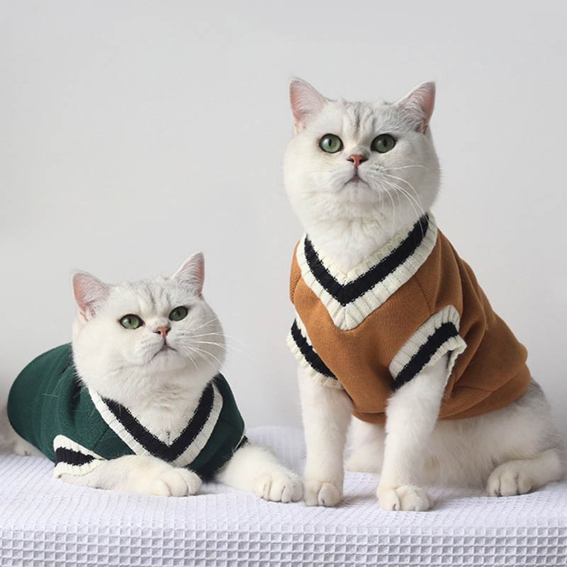 College Style Cat Sweater Winter Warm Cat Clothes for Small Medium Cat Puppy Cat Vest Chihuahua
