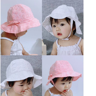 สินค้า หมวกบักเก็ตเด็กผู้หญิงลายสลู(ดอกไม้) 6เดือน-2ขวบ ใส่ได้