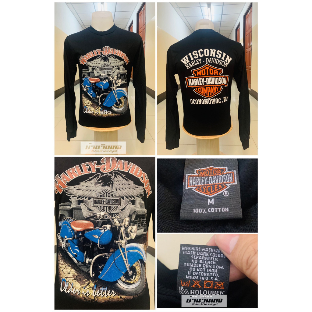 เสื้อแขนยาวฮาเลย์-harley-davidson-ป้ายฮาเลย์-ผ้าcotton-ลายที่-l049-l060