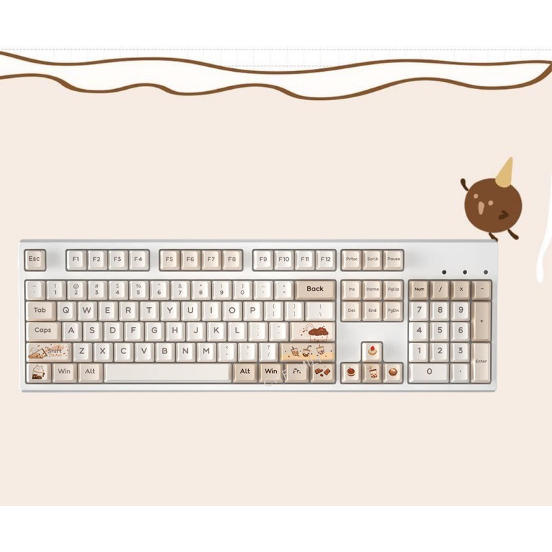 YUNZII Boba keycap set คีย์แคปโบบา ชานมไข่มุก น่ารักๆ Cherry Profile ...