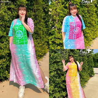 Tie-dye long dress 🌈🌤️🪻 เดรสคอกลม ทรงสวย ใส่สบายมากกกก เนื้อผ้านิ่ม
