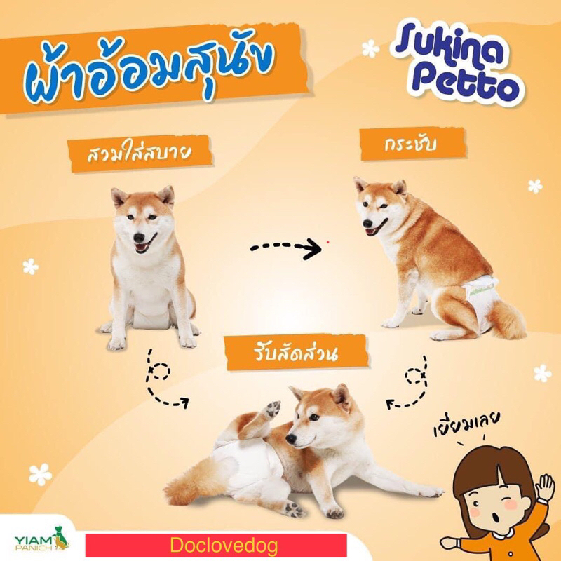 ผ้าอ้อมสุนัข-sukina-petto-มีหลายไซส์ค่ะ