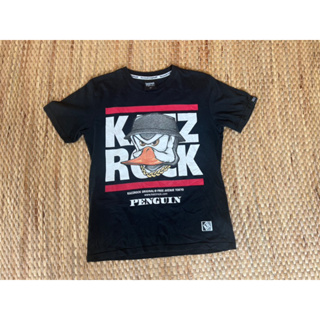 Kazzrock original x T-shirt size M สกรีนลายสวย สีดำ ❌ตำหนิ มีขุยอ่อนๆ อก 36-38 ยาว 26 • Code : 272(3)