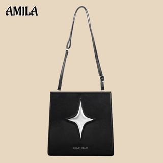 AMILA กระเป๋าสะพายไหล่ Star Cube Sugar Y2K Sweet Cool ระดับไฮเอนด์ Sense Versatile Niche Design กระเป๋าถือหนัง PU